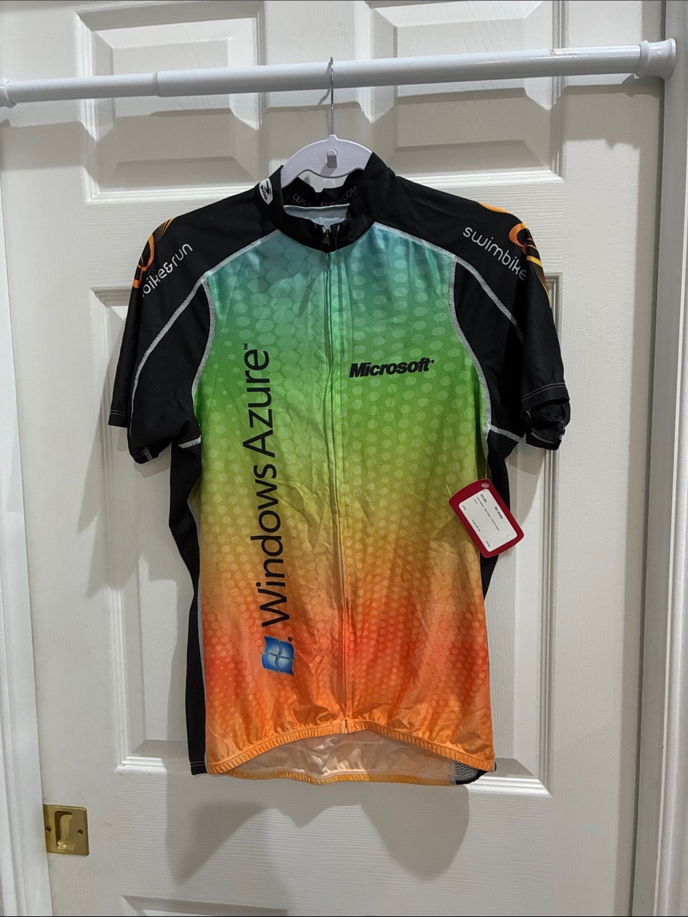 Microsoft Gradient Windows Azure Cycling Jersey — Green/Orange/Black